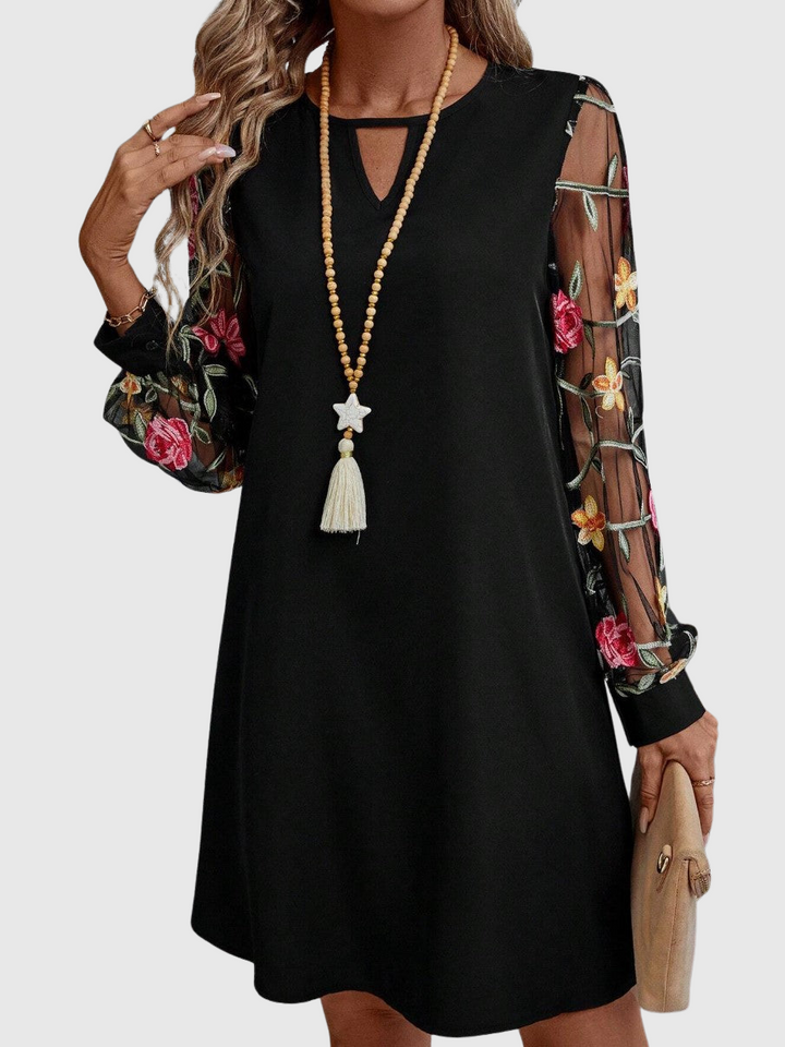 Nancy - Elegant V-Neck Dress with Striking Sleeves