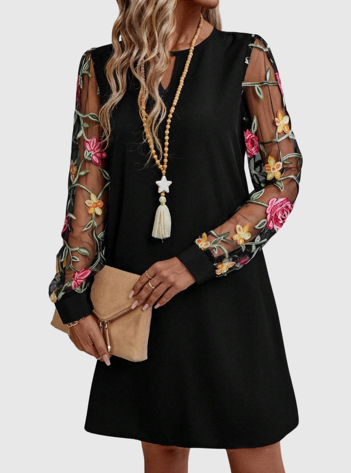 Nancy - Elegant V-Neck Dress with Striking Sleeves