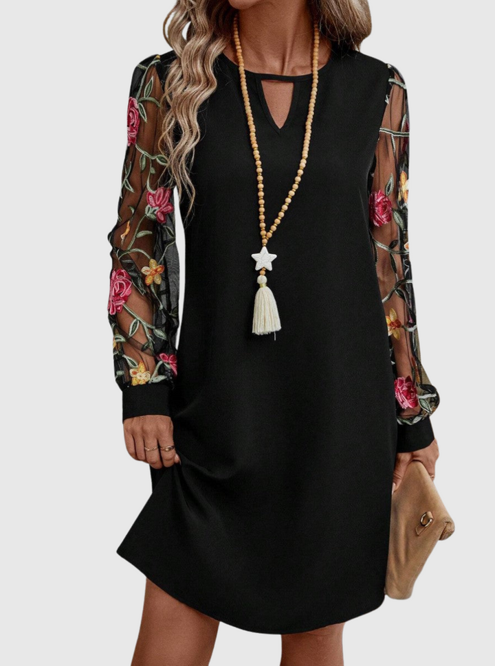 Nancy - Elegant V-Neck Dress with Striking Sleeves