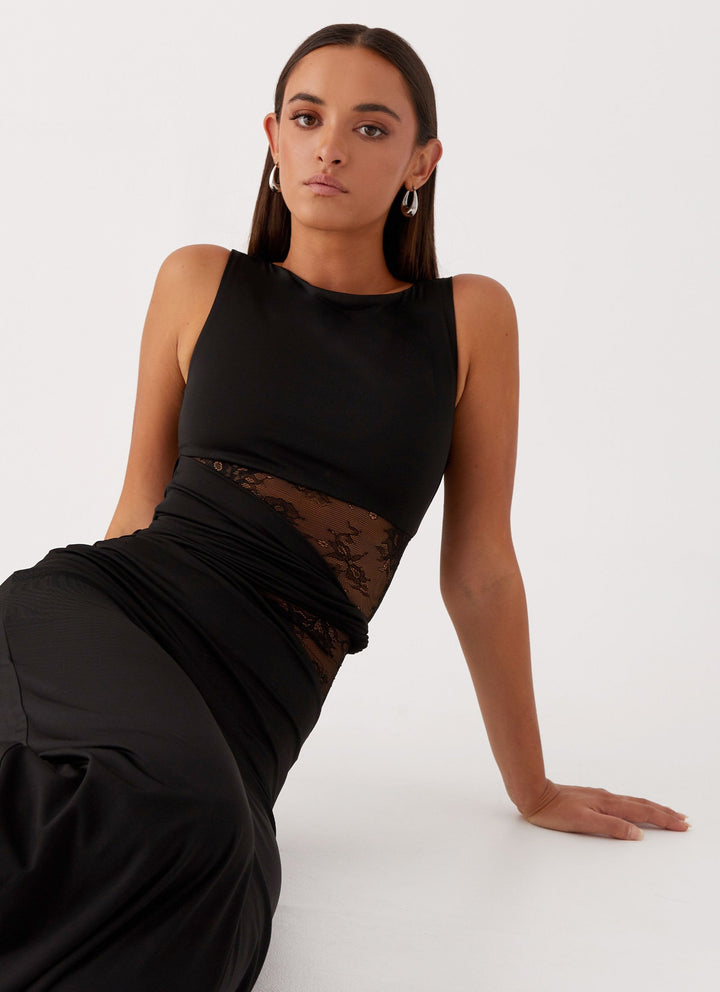 Quinn - Maxi Dress with Sheer Lace Waist Detail
