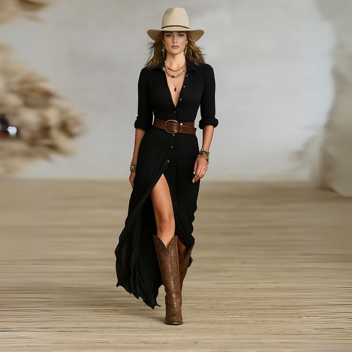 Enora - High-Slit Flowy Maxi Dress