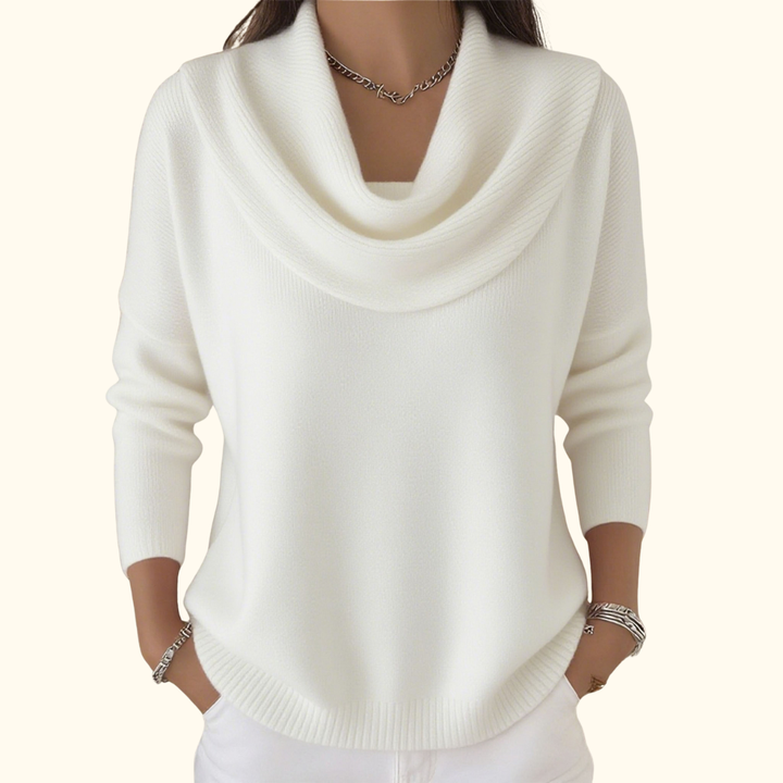 Daphne - Drape Neck Pullover Sweater
