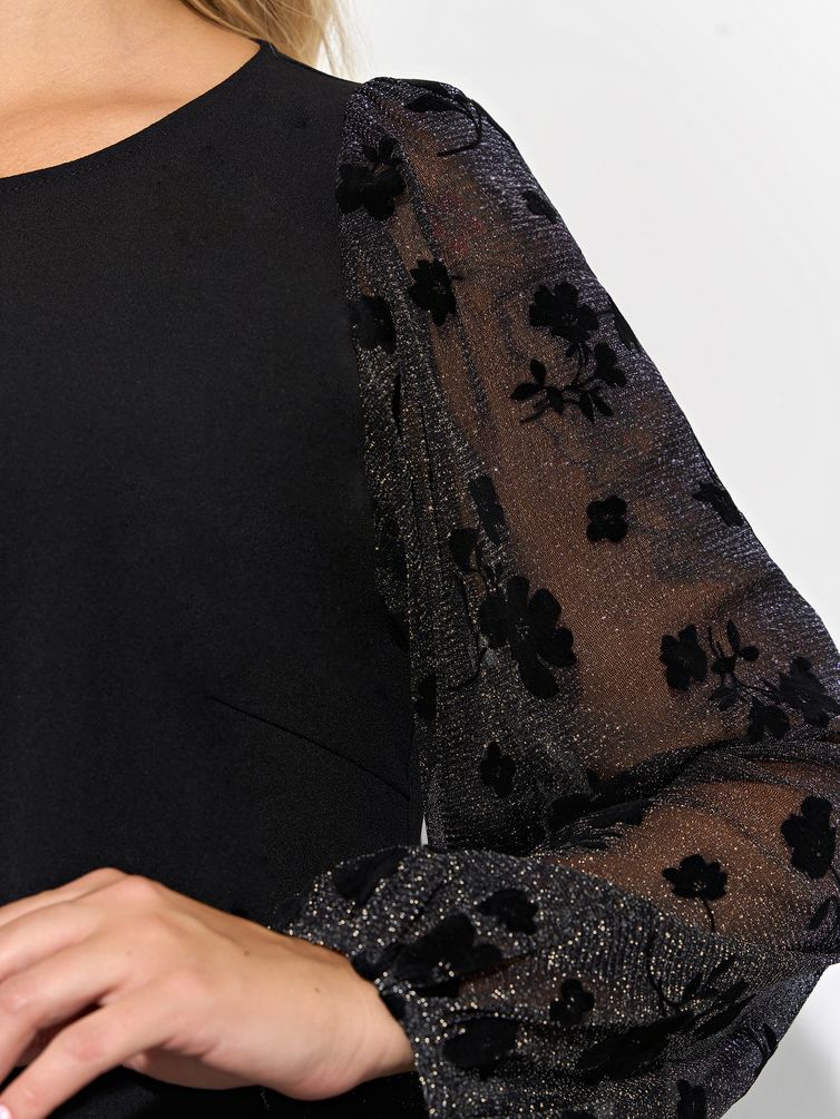 Mary – Classic Black Dress with Statement Sleeves