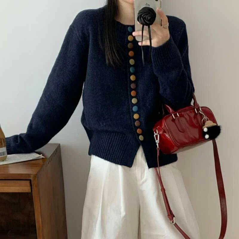 Fiona - Colored Button Cardigan
