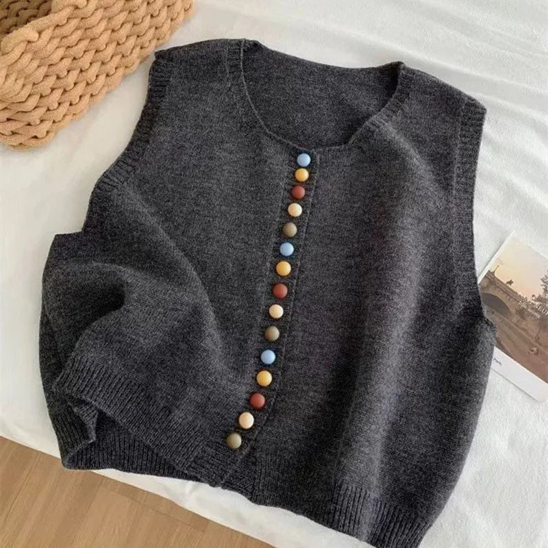 Diane - Colored Button Knit Vest