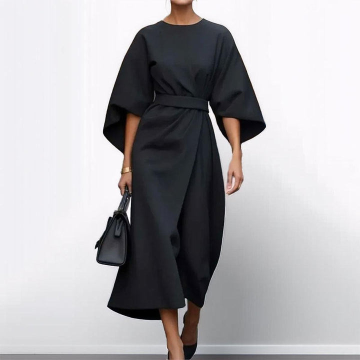 Eldra - Satin Feel Batwing Sleeve Maxi Dress