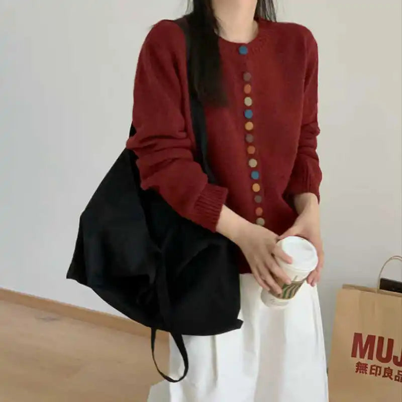 Fiona - Colored Button Cardigan