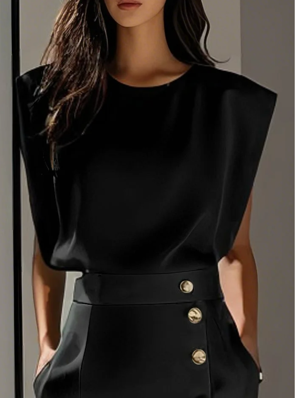 Paola - Elegant Ivory Dress for Women – Summer Dress with Golden Buttons and Side Slit