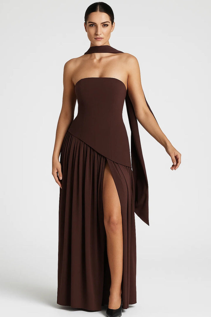 Thessaly - Lightweight Strapless Slit Dress