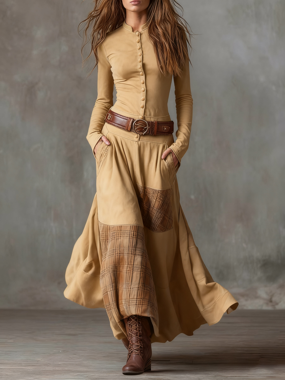 Winnie - Full-Length Dress with Belt