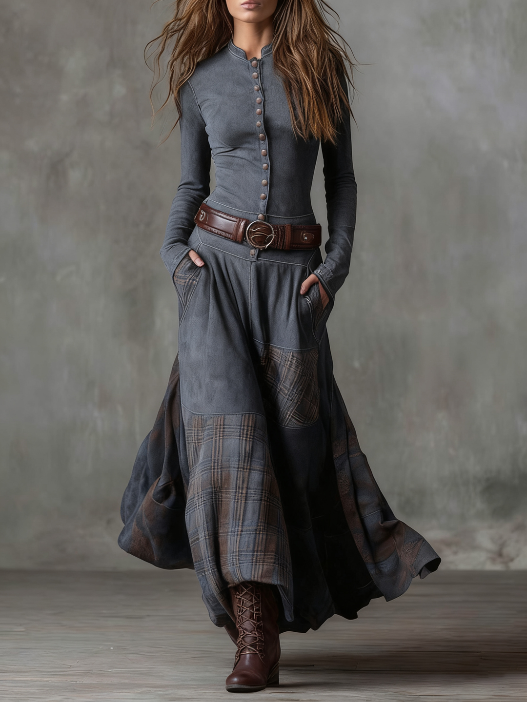 Winnie - Full-Length Dress with Belt