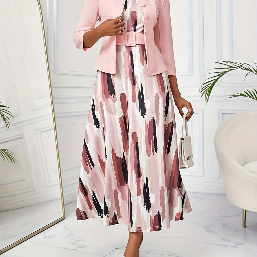 Shannon - Printed Belted Two-Piece Set