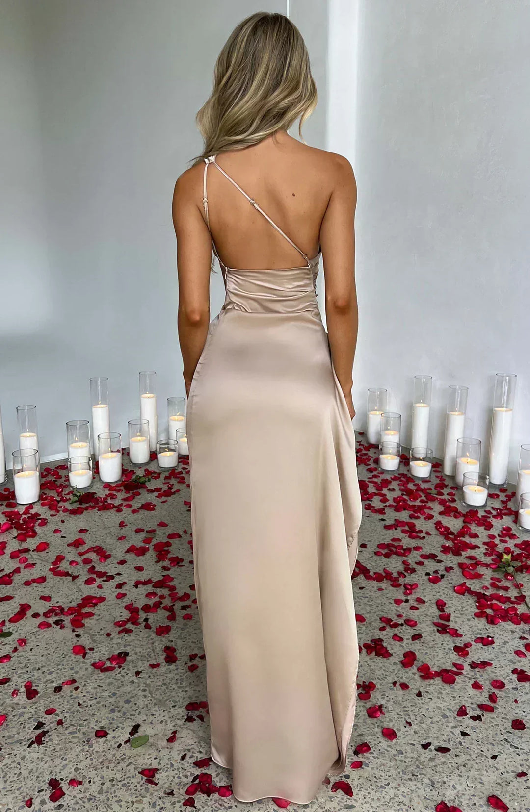 Araluen - Drape Satin Evening Gown