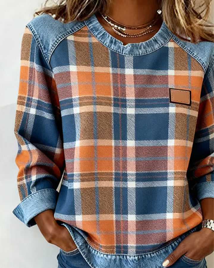 Avery - Plaid Denim Sweater