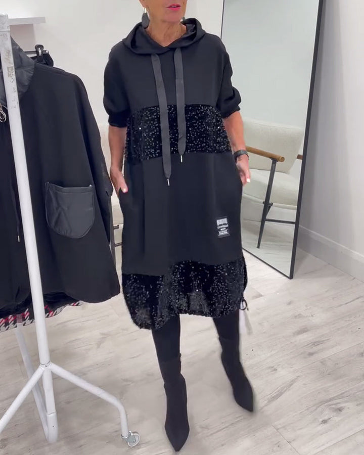 Ellis - Cozy Patchwork Hoodie Dress
