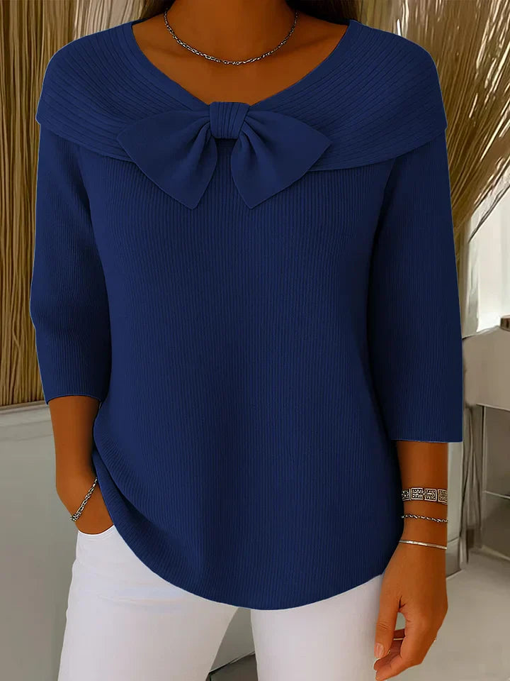 Soraya – Women’s Round Neck Sweater with Bow Detail