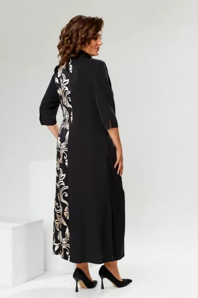 Antoinette - Printed Lapel Slit Dress