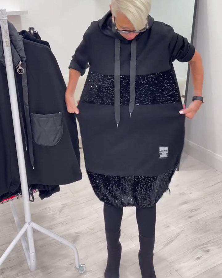 Ellis - Cozy Patchwork Hoodie Dress