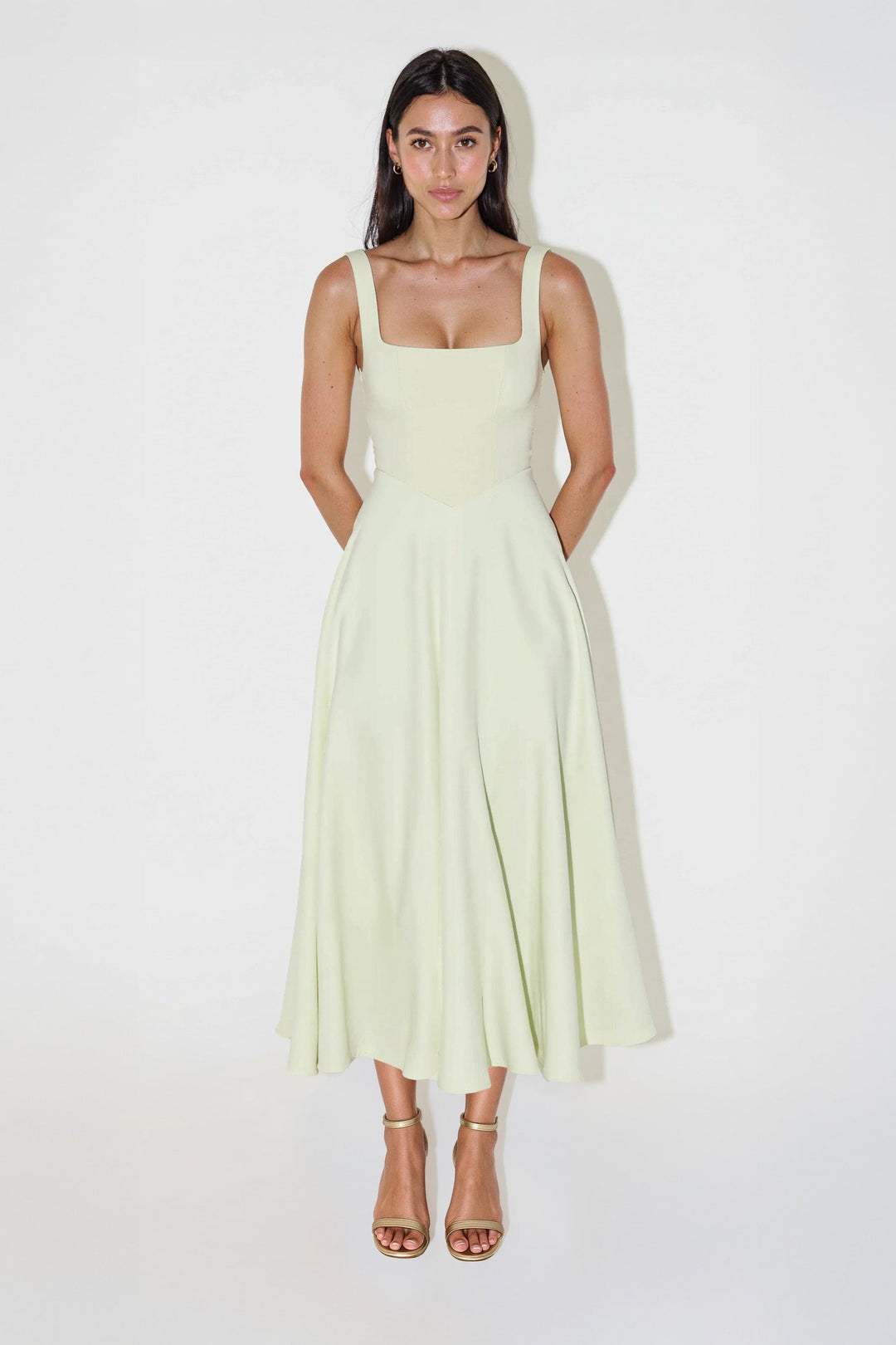 Zeline - Midi Dress with Square Neckline