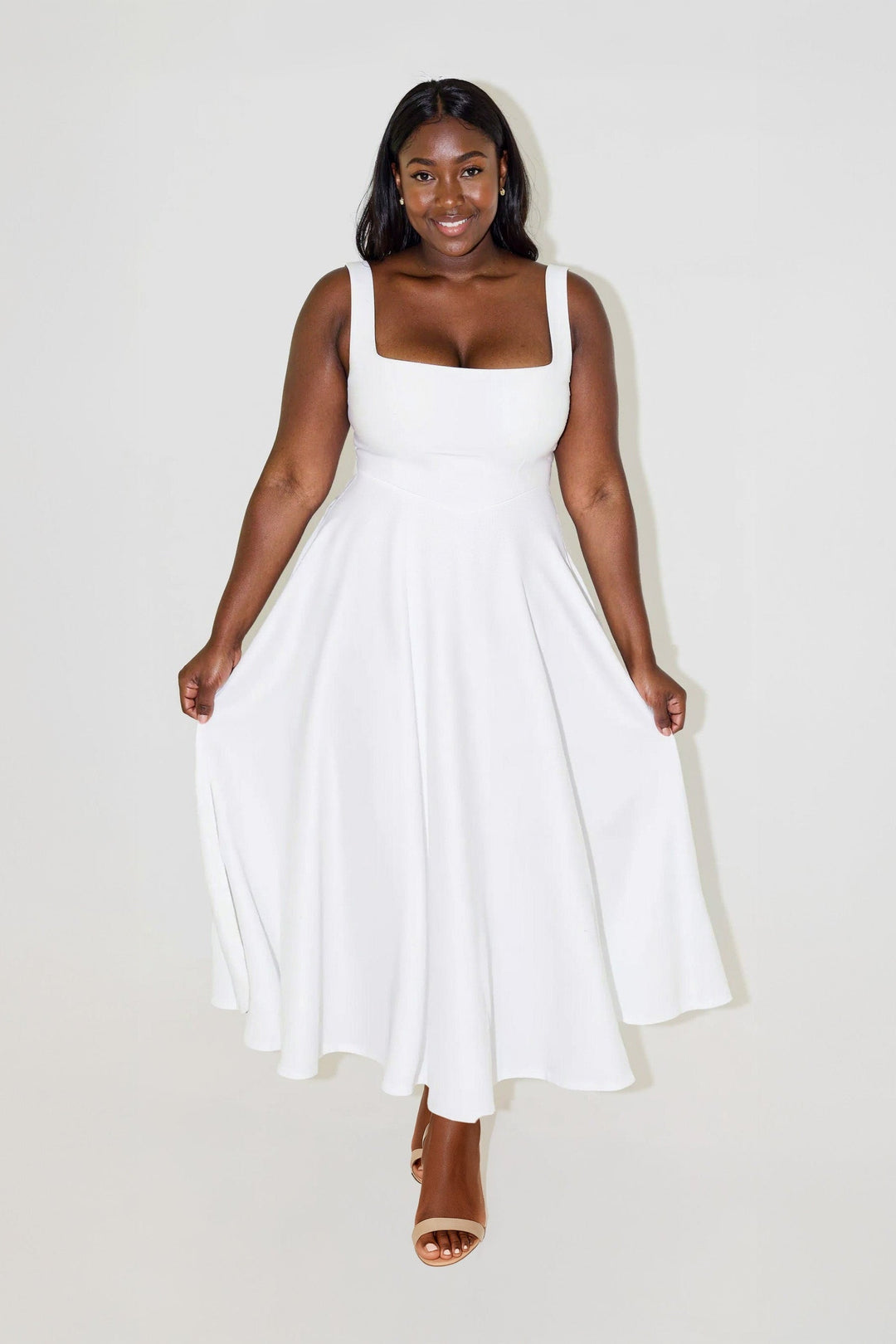 Zeline - Midi Dress with Square Neckline