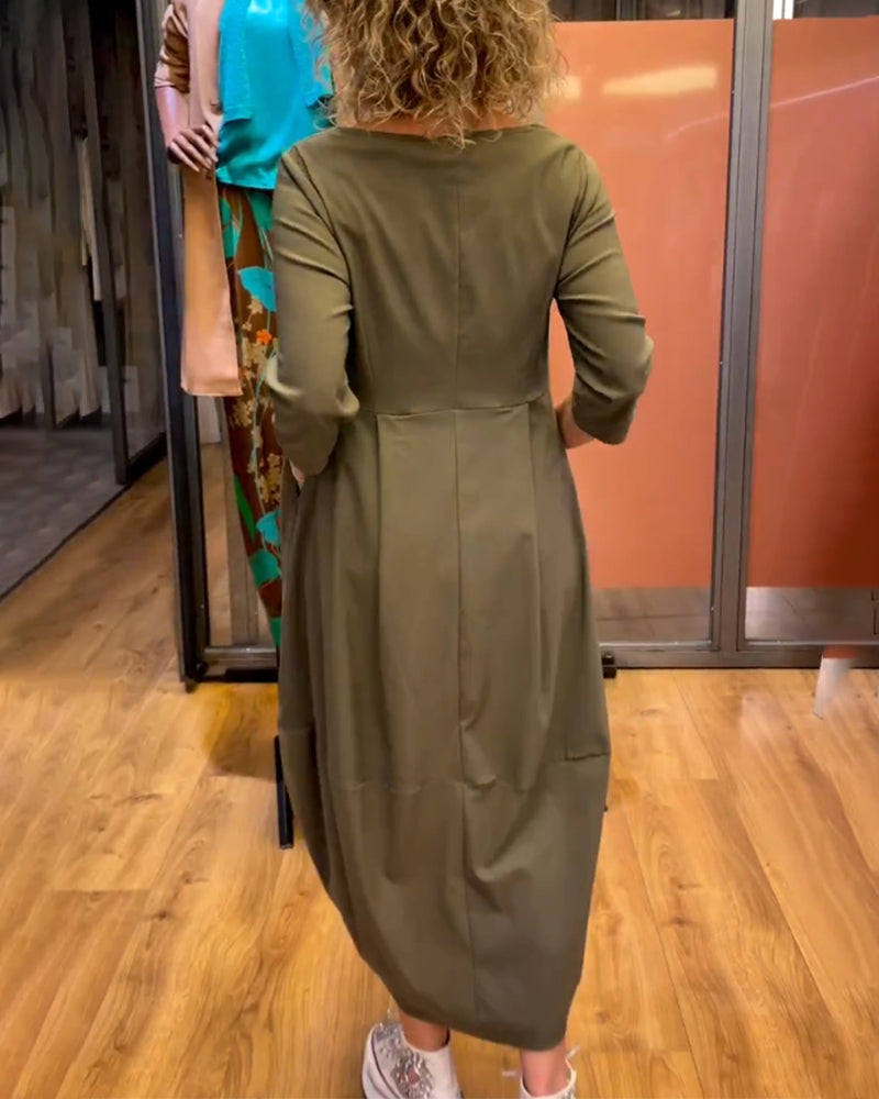 Veronica - Elegant Dress with Round Neck and 3/4 Sleeves