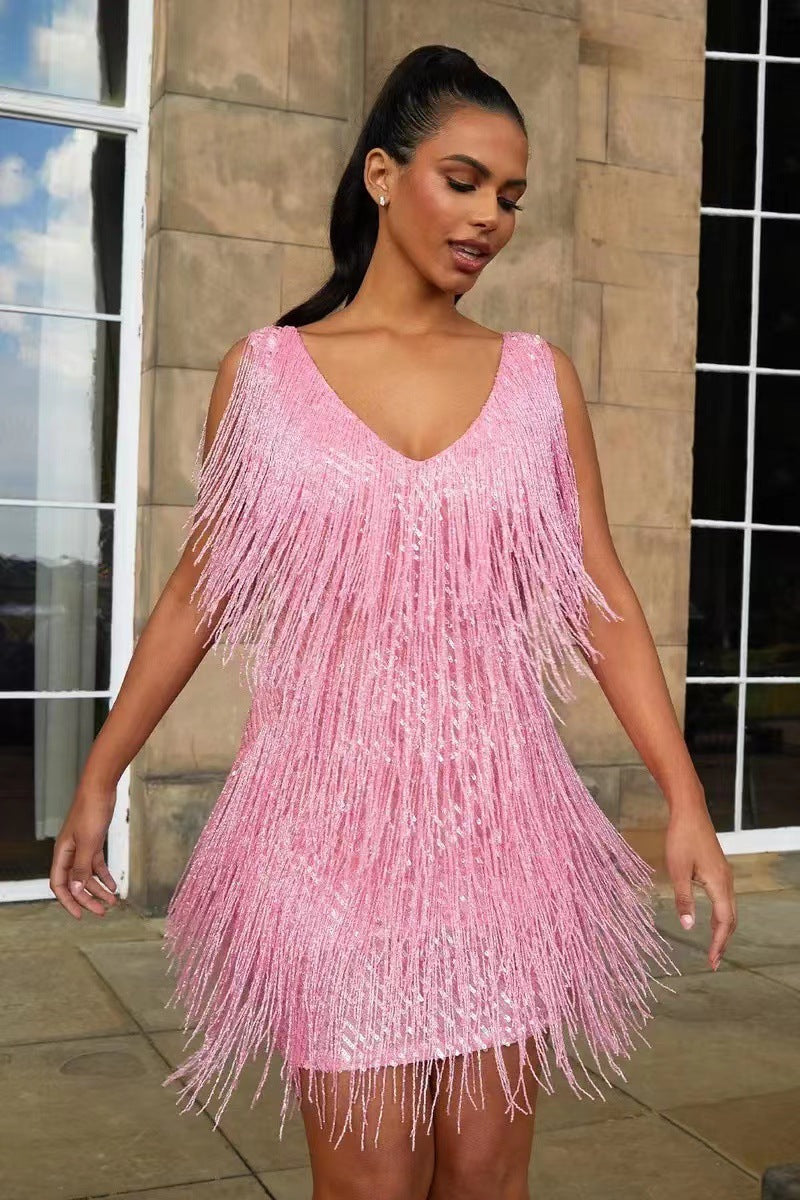 Thea - Dazzling Fringe Party Dress