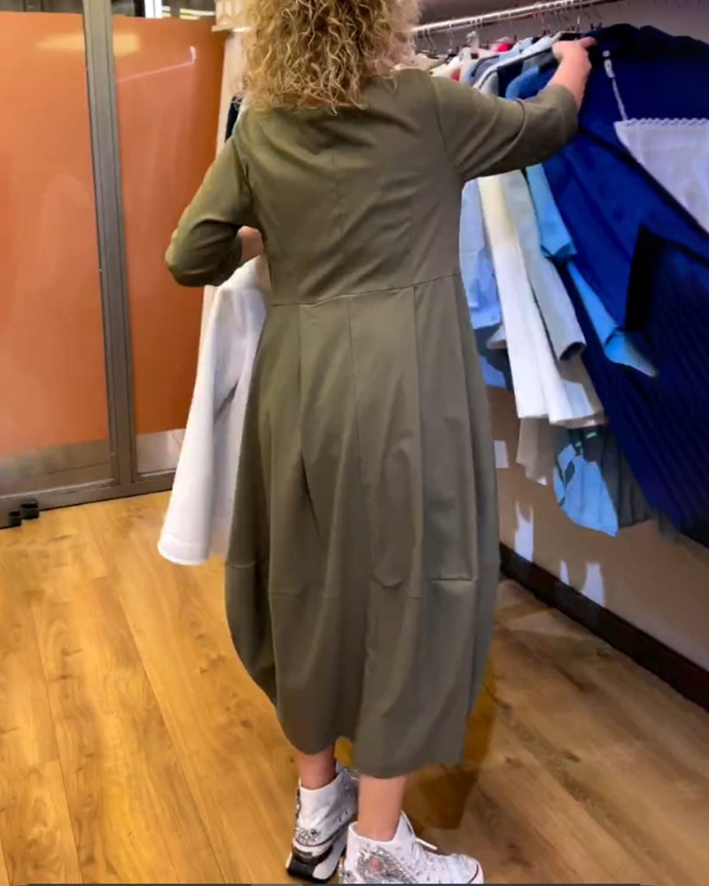 Veronica - Elegant Dress with Round Neck and 3/4 Sleeves