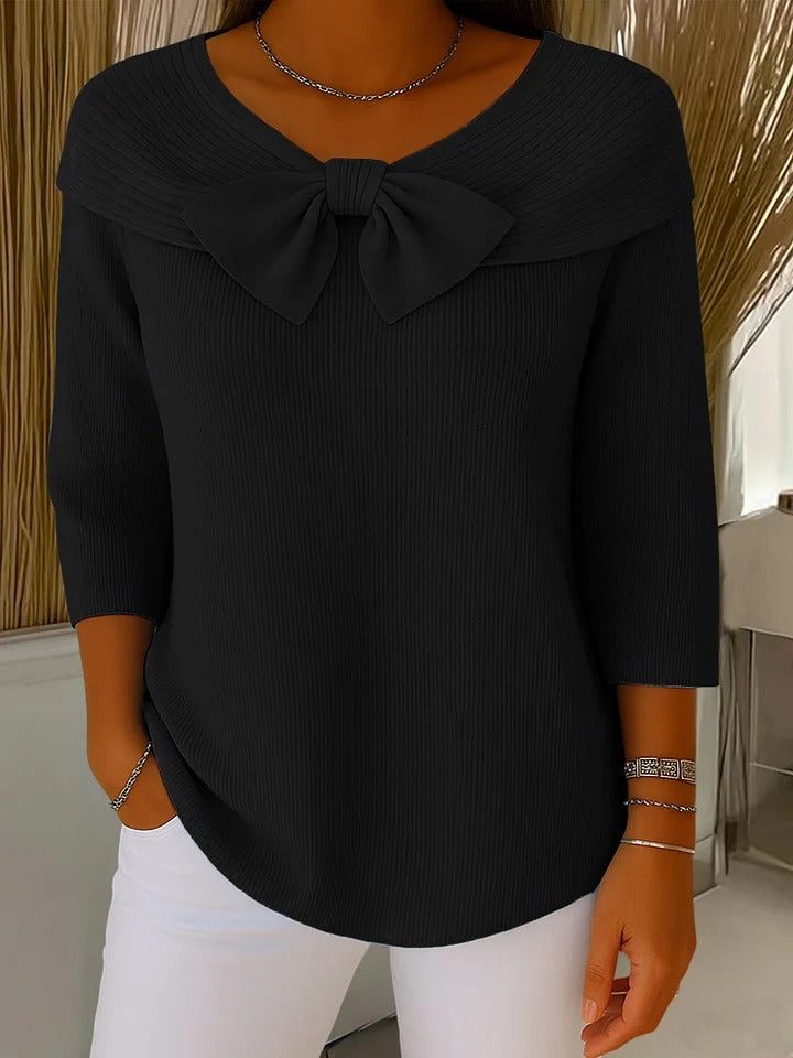 Soraya – Women’s Round Neck Sweater with Bow Detail