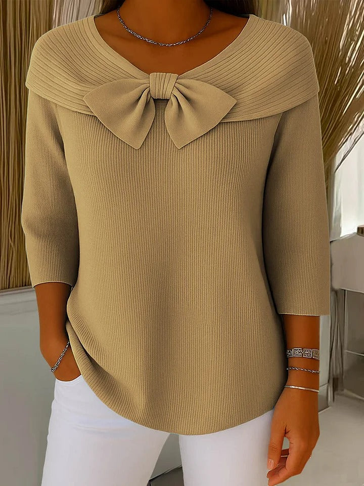 Soraya – Women’s Round Neck Sweater with Bow Detail