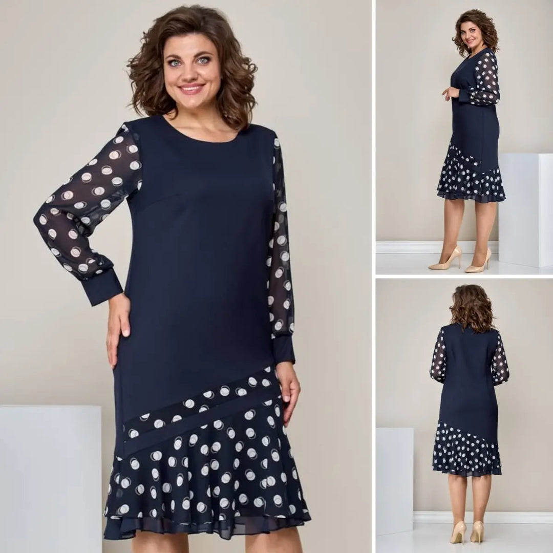 Jane - Dotted Sheer Sleeve Midi Dress