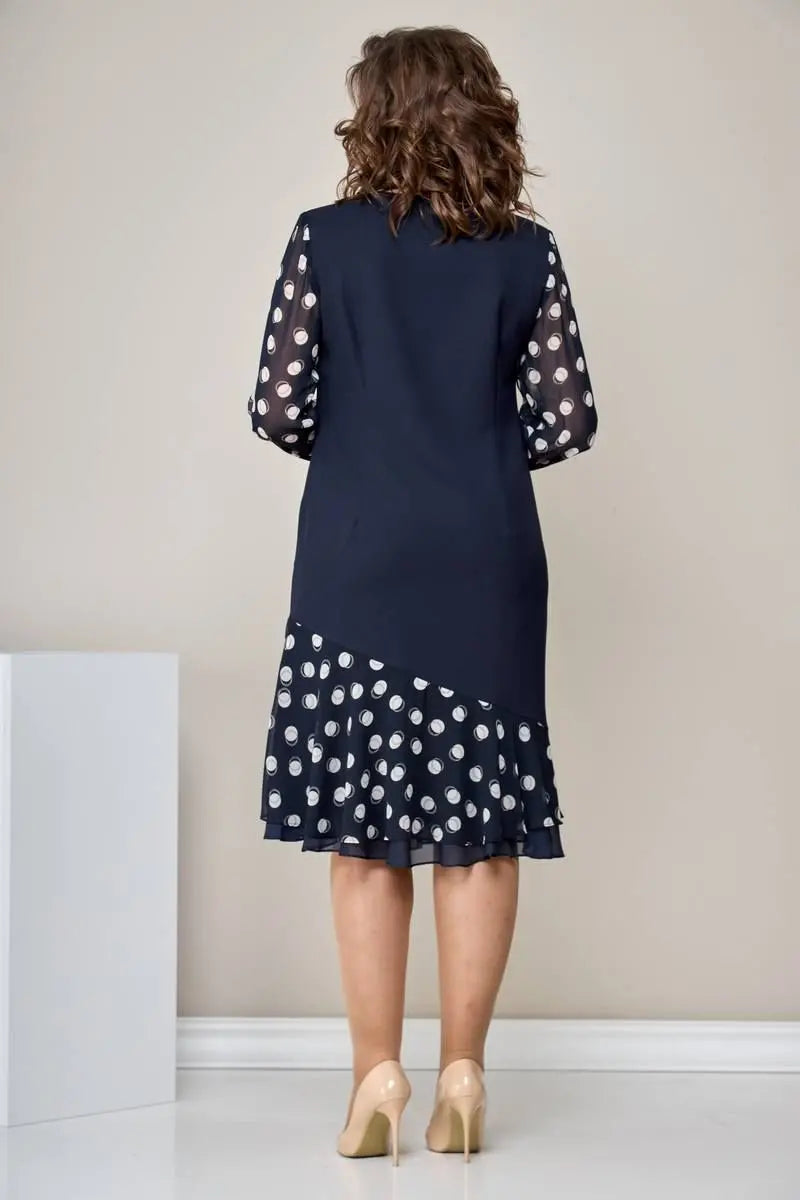 Jane - Dotted Sheer Sleeve Midi Dress