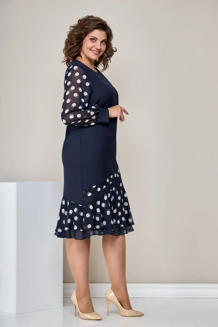 Jane - Dotted Sheer Sleeve Midi Dress