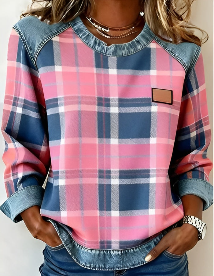 Avery - Plaid Denim Sweater